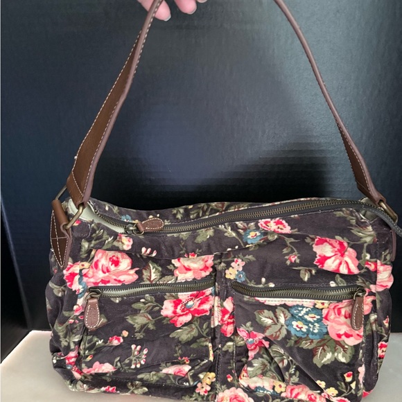 Vintage Cath Kidston Original Shoulder Bag Iconic Rose Floral Twill Fabric - Picture 1 of 9